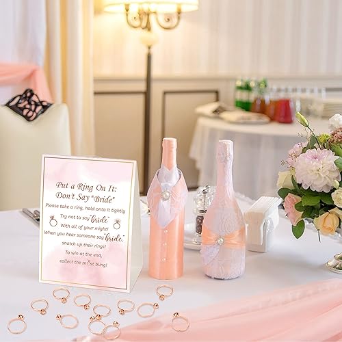 Miniatura 3 de Woanger Juego de despedida de soltera con 50 anillos falsos, temática de vegetación rústica, juegos de despedida de soltera, anillos de boda