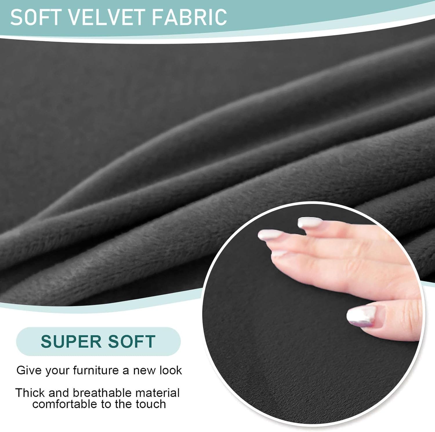 Stretch Velvet Armless Wingback Chair Slipcover Soft and Washable Dining Room Banquet Cover Black Set of 6