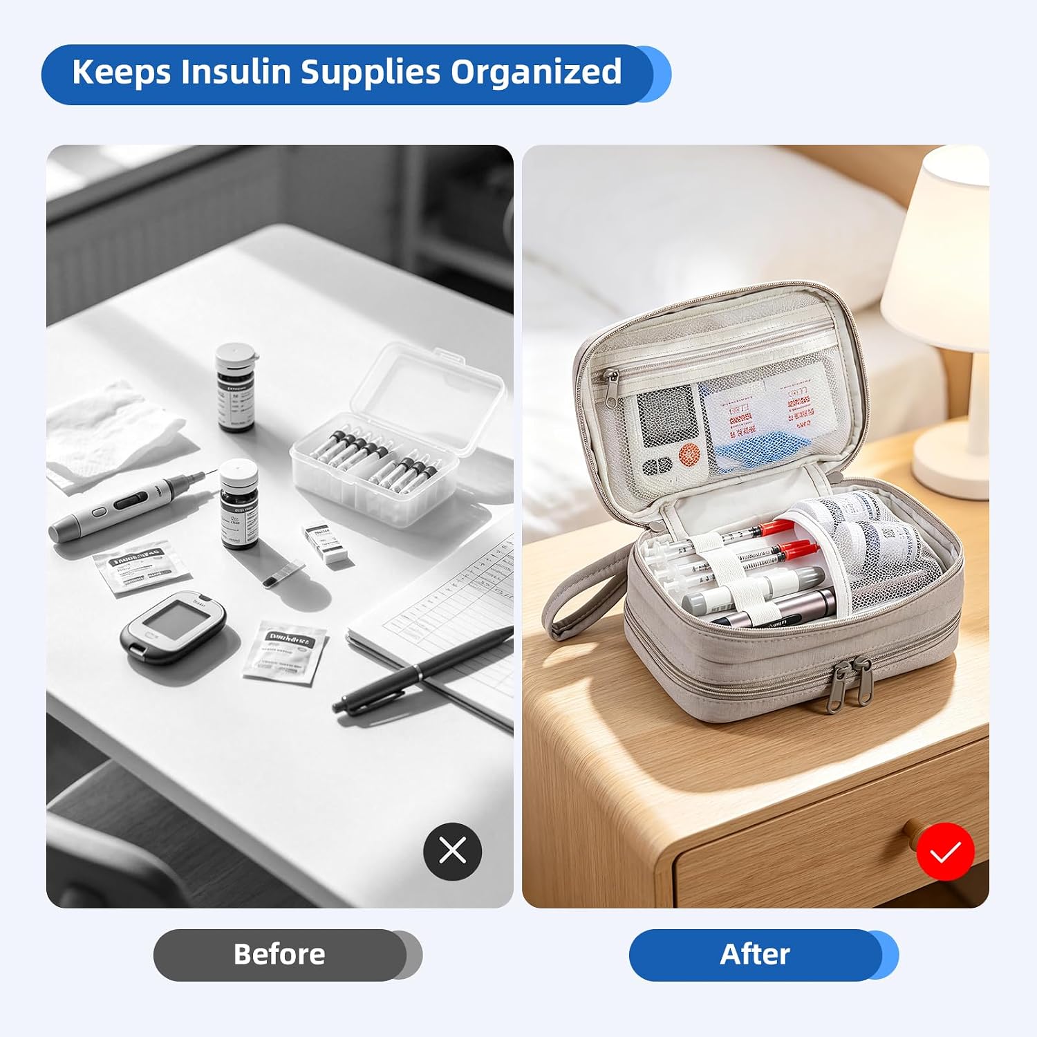 Diabetes Travel Bag with 2 Ice Pack, Insulin Cooler Travel Case image 5