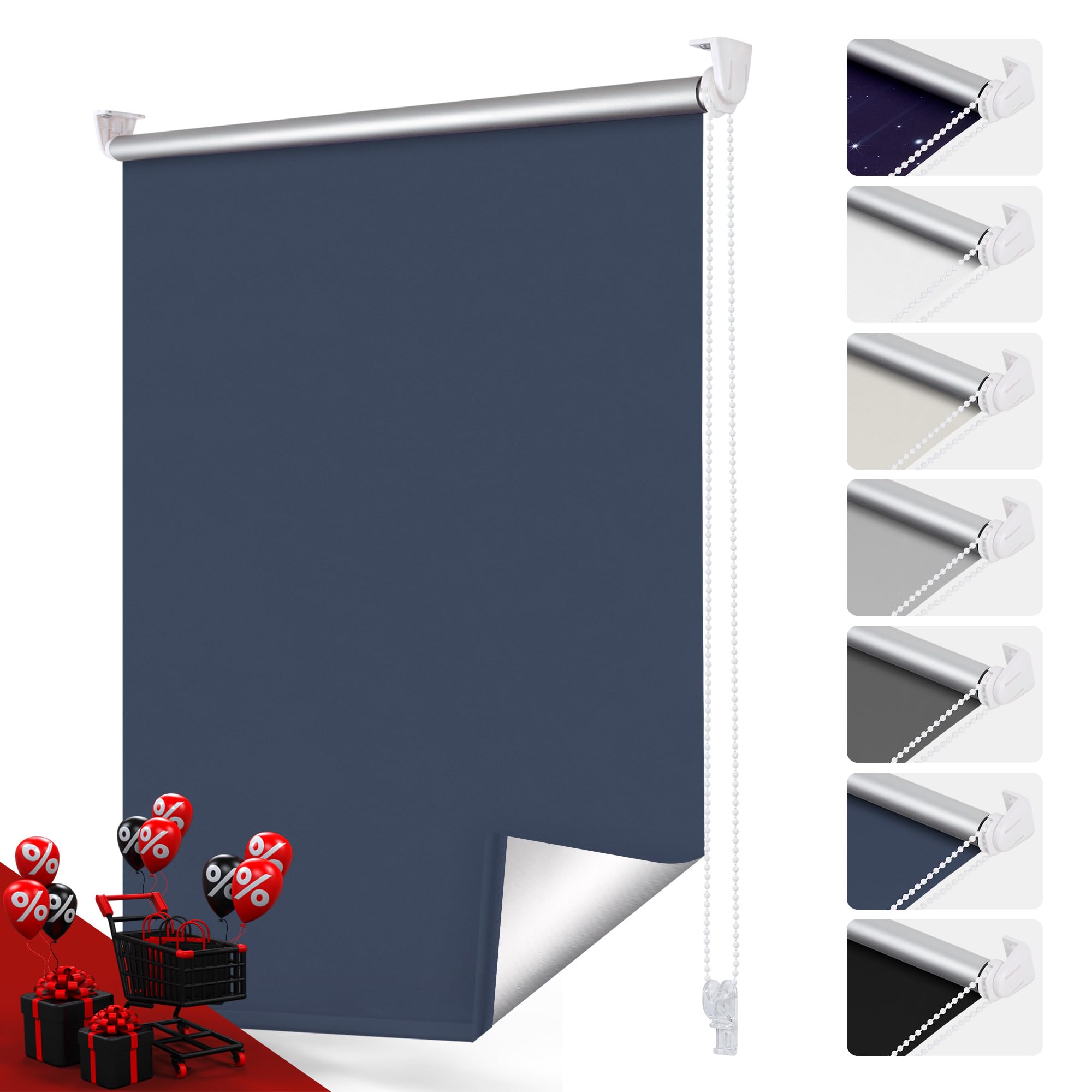 XMTECH Verdunklungsrollo 120x160cm - Thermorollo Ohne Bohren Mit Sonnenschutz