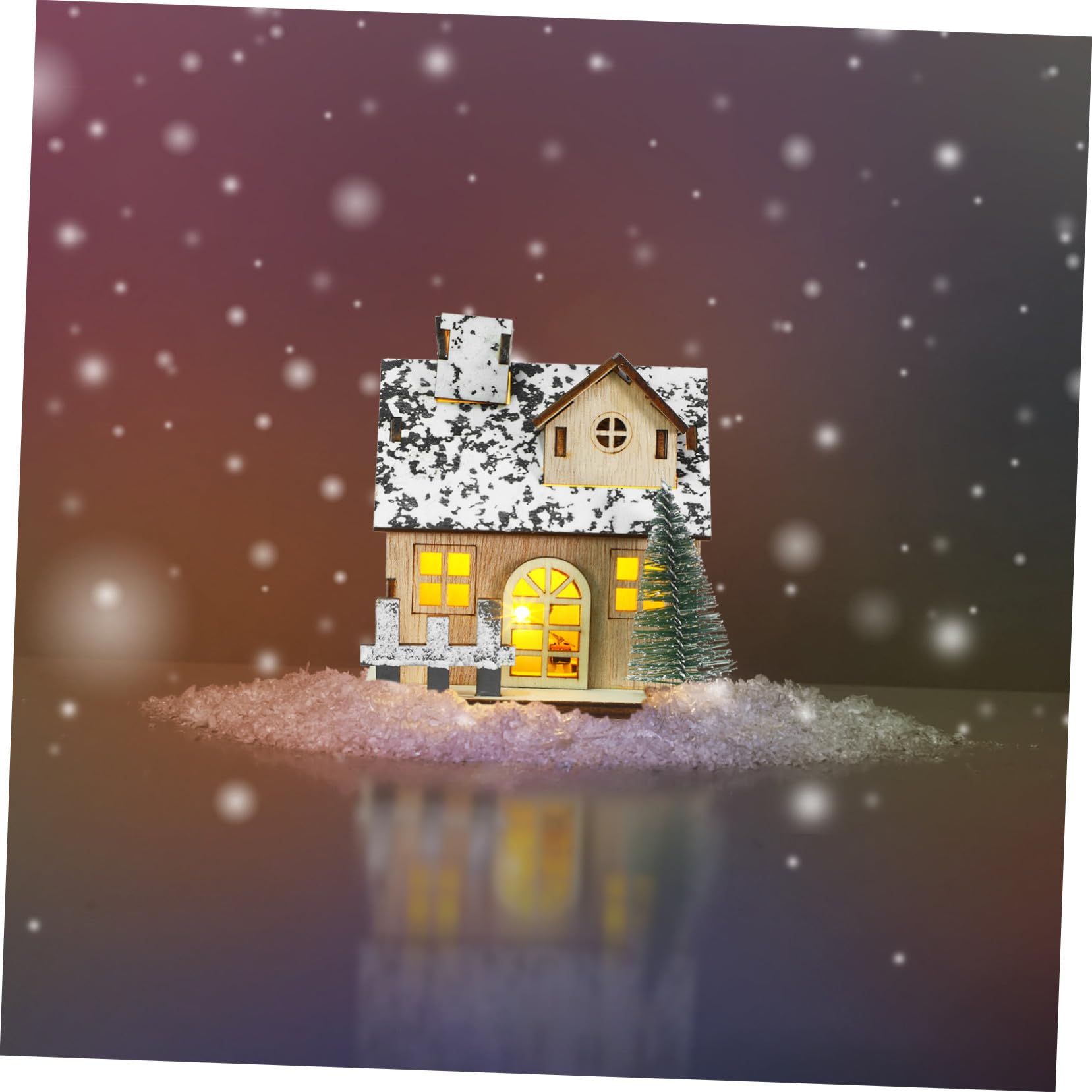 ibasenice 3pezzi Casetta di Natale in Legno Luci LED Villaggio di Natale Decorativo Set di Case in Legno per Casa Accessori Natalizi Decorazioni