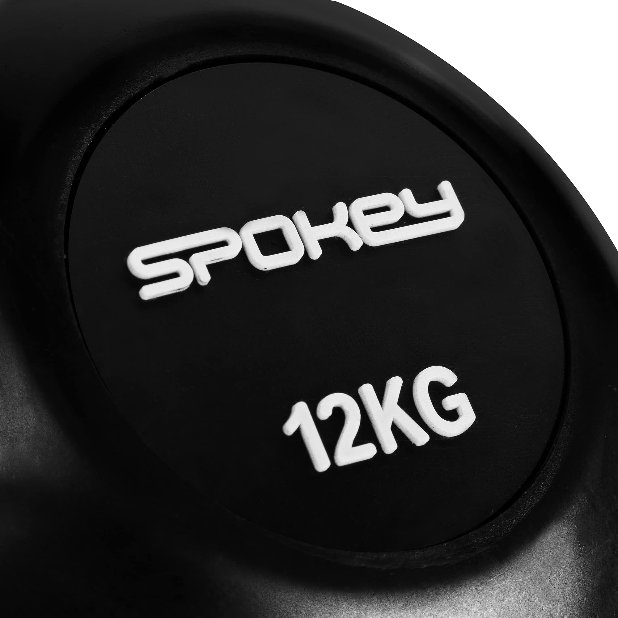 Spokey SCALES LUX hantle kettlebell profesjonalne, żeliwo pokryte gumą, 12 kg z chromowanym uchwytem, czarne odważniki kettlebell, profesjonalne hantle do treningu siłowego