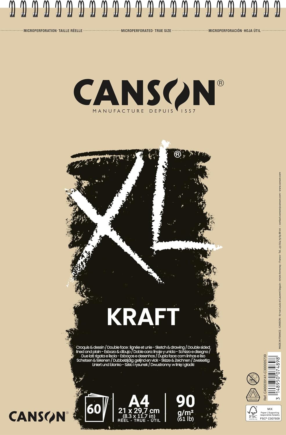 Canson Spp Canxl Kraft 60S A4 90G Brun Kraft Blok