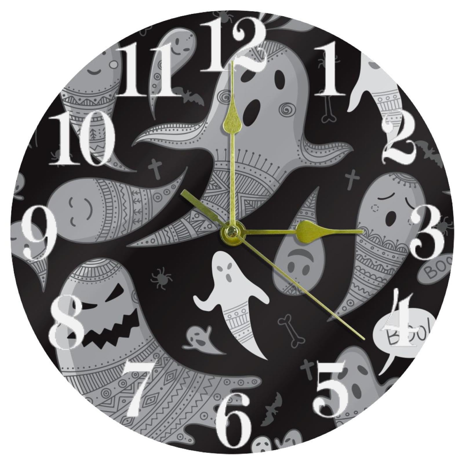 Horloge murale silencieuse Halloween fantôme à quartz pour une cuisine sans bruit