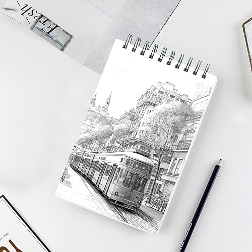 Miniatura 2 de Crehatos 5.5" x 8.5" Small Sketch Book, Top Spiral Bound Sketch Pad, 100 Sheets Each 68lb/100gsm Drawing Paper, 2 Pack