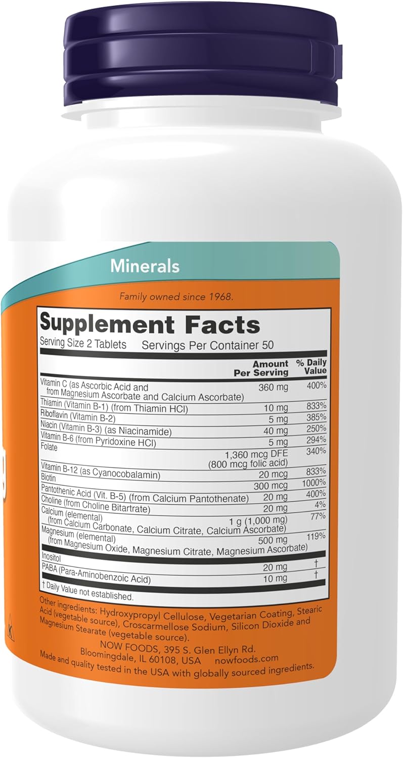 NOW Supplements, Cal-Mag Stress Formula with B-Complex and Vitamin C, 100 Tablets - Image 2