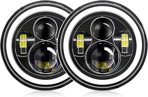 Miniatura 9 de Aumotop Faro LED para motocicleta de coche de 7 pulgadas con DRLseñal de giroluz bajahaz alto 7 pulgadas H4 redondo LED faro IP67 impermeable