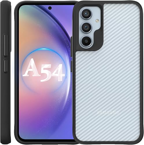 Miimall Funda para Samsung Galaxy A54 de 6.4 pulgadas, textura de fibra de carbono protección dura y suave contra caídas de grado militar Funda