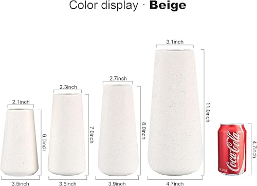 Miniatura 5 de Jarrón pequeño de cerámica, jarrones de 7 pulgadas de alto para flores, hierba de las pampas, brote, rosas, sala de estar, mesa de entrada, baño,