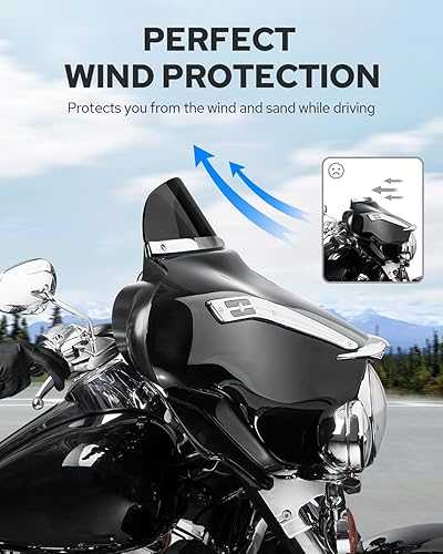 Miniatura 2 de Benlari Parabrisas negro de 5 pulgadas para Harley 1996-2013 Davidson Touring Street Glide Electra Glide Ultra Classic FLHTK FLHTI FLHT FLHTCU Tri