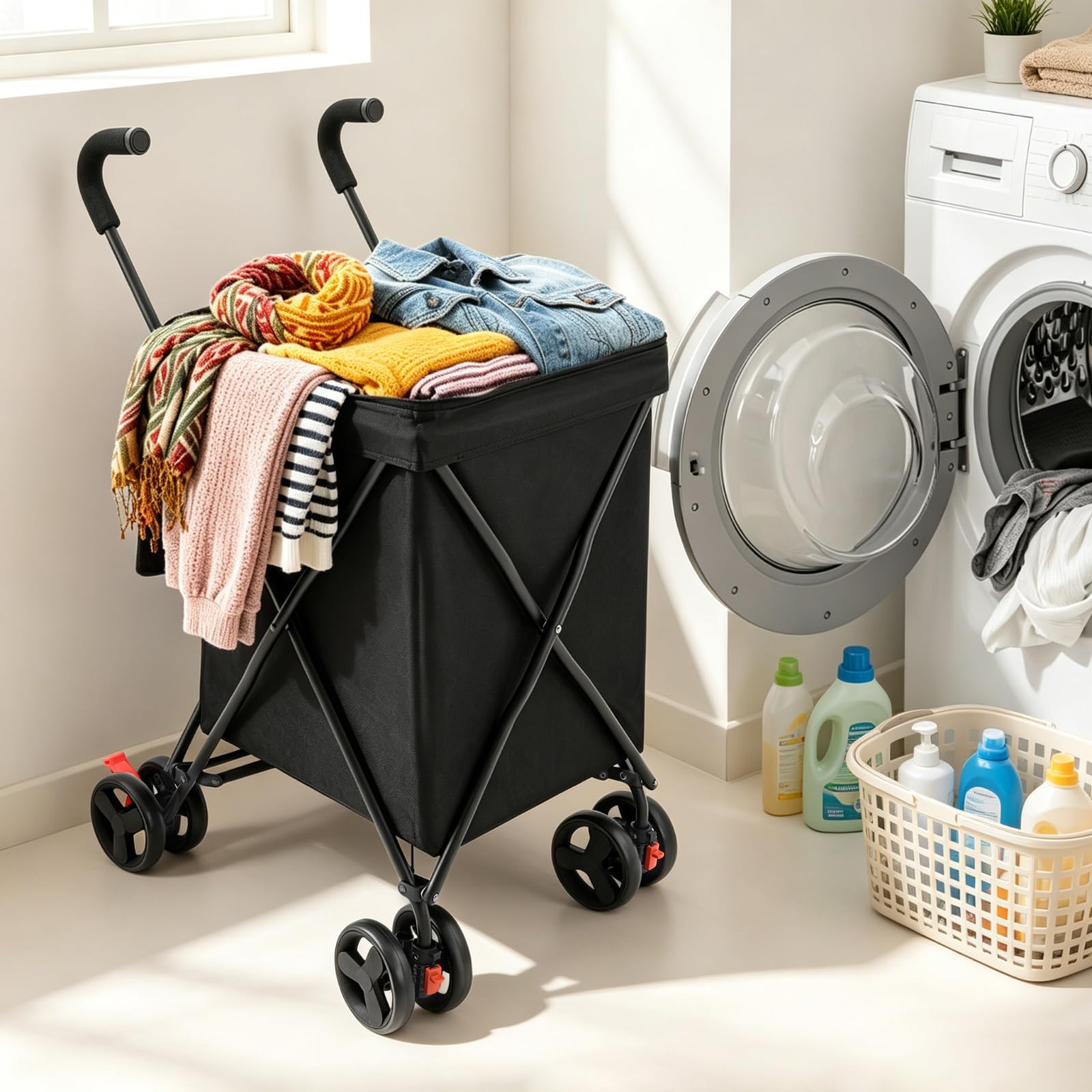 Wózek na zakupy z 4 kółkami, 38 l, składany wózek na zakupy, nośność 70 kg