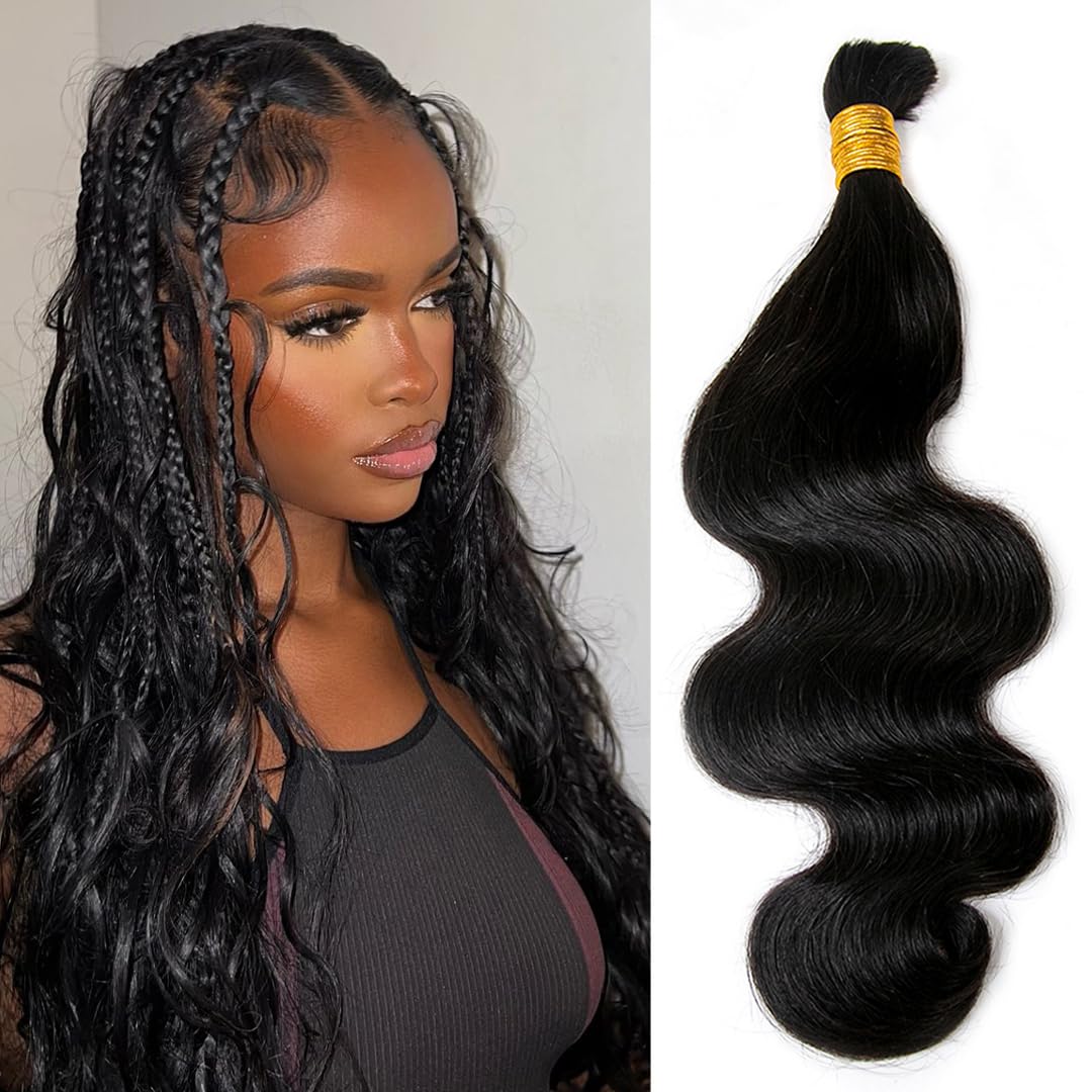 Photo 1 of YWIGS Human Hair Braiding Hair for Boho Braids 100G Unprocessed Boho Body Wave Human Hair for Braiding NC 20inch