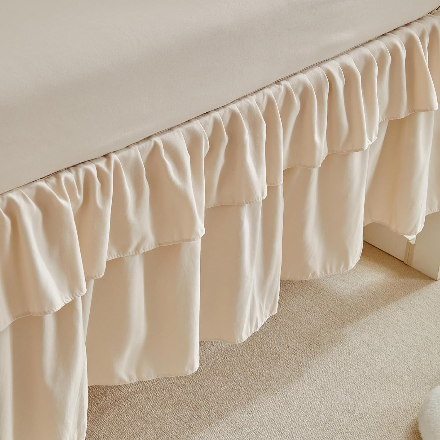 Ruffled Crib Bedding Set Floral Design 3 Pieces Baby Boho Quilted Comforter with Fitted Sheet and Bed Skirt - Cute Ruffled Shabby Chic Baby Bedding Soft Blanket Design UCBS-7RM-01