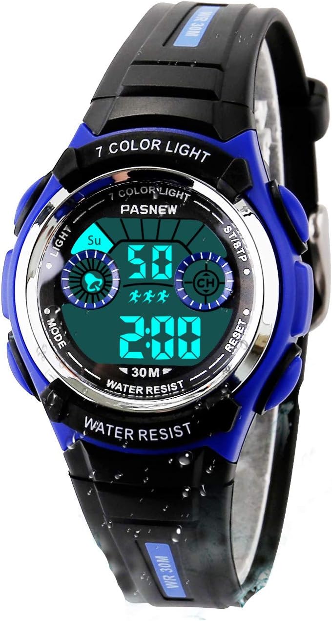 7 Colors Kids Sports Watches Children for Girls Boys Waterproof Military Dual Display LED Kids Watch