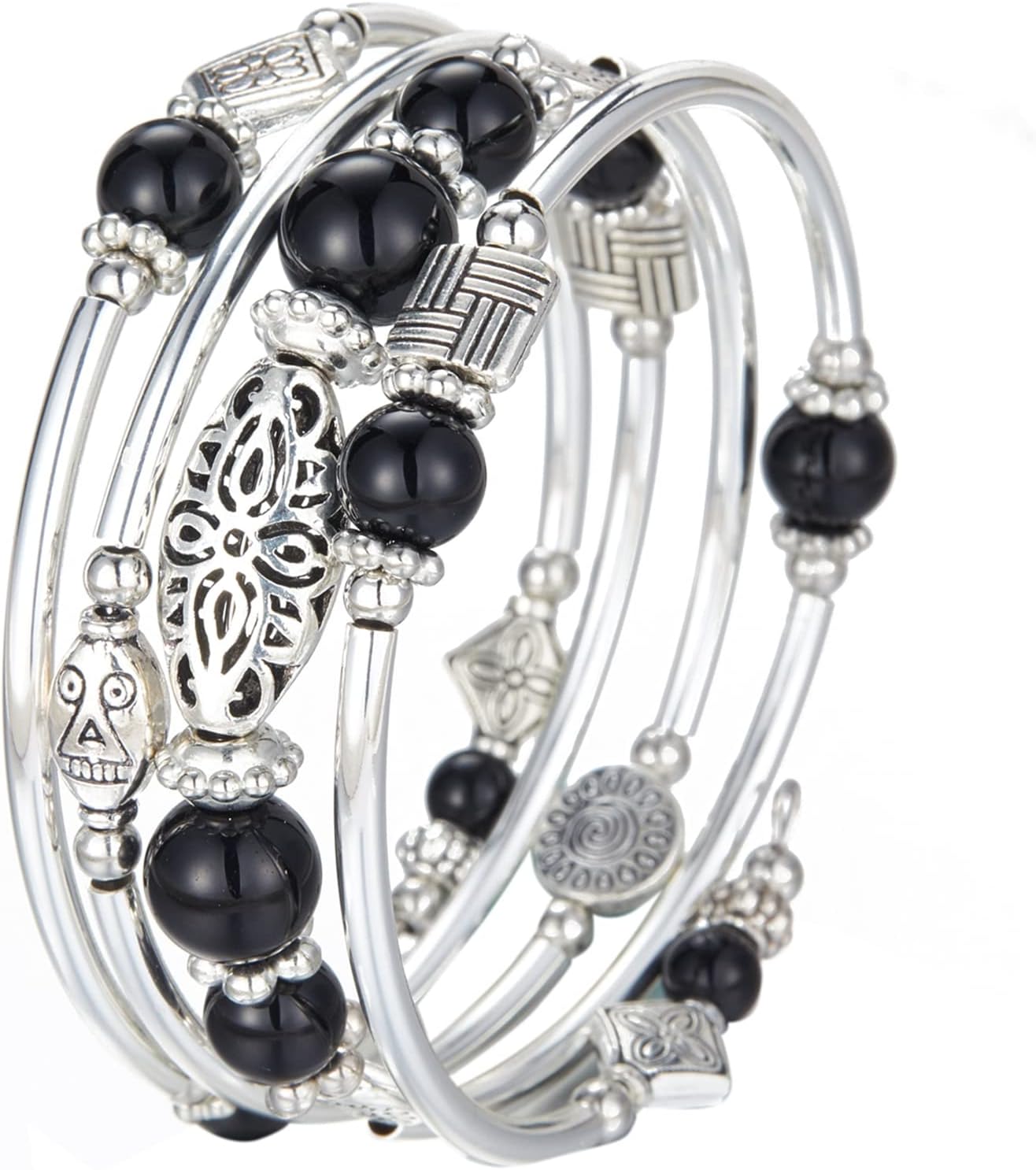 BULINLIN Layered Wrap Bangle Turquoise Bracelet - Bead Bracelet with Natural Agate Stone, Gifts For Women - Image 4