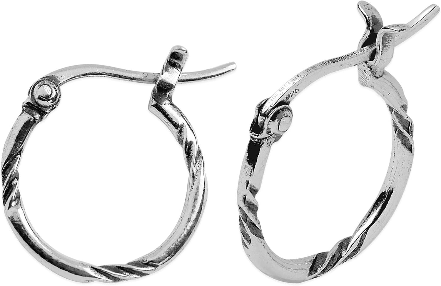 Boma Jewelry Sterling Silver Twist Round Snap Down Hoop Earrings - Image 2