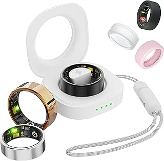 UniJethro Smart Ring for Women Men, Health Fitness Tracker Ring, IP68 Waterproof Rings, Sleep Ring with Charging Case and Ring Protector, Remote Photography, Family Care, No App Fees(Silver, 6#)