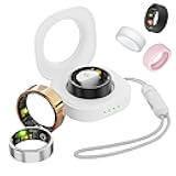 Smart Ring for Women Men, Health Fitness Tracker Ring, IP68 Waterproof Rings, Sleep Ring with Charging Case and Ring Protector, Remote Photography, Family Care, No App Fees (Silver, 8#)