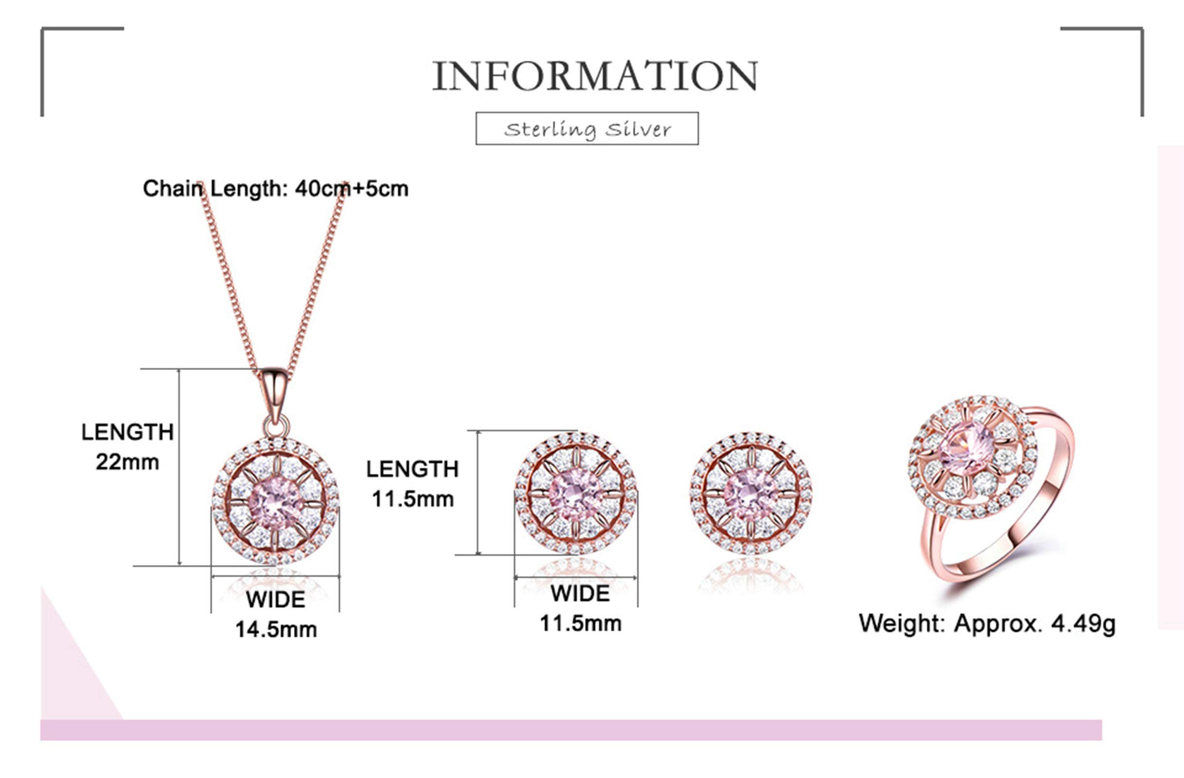 Anello Donna, Collana Argento Donna Fiore in Argento 925 Set Orecchino Collana E Anello per Donna Donna Zirconia Cubica Rosa