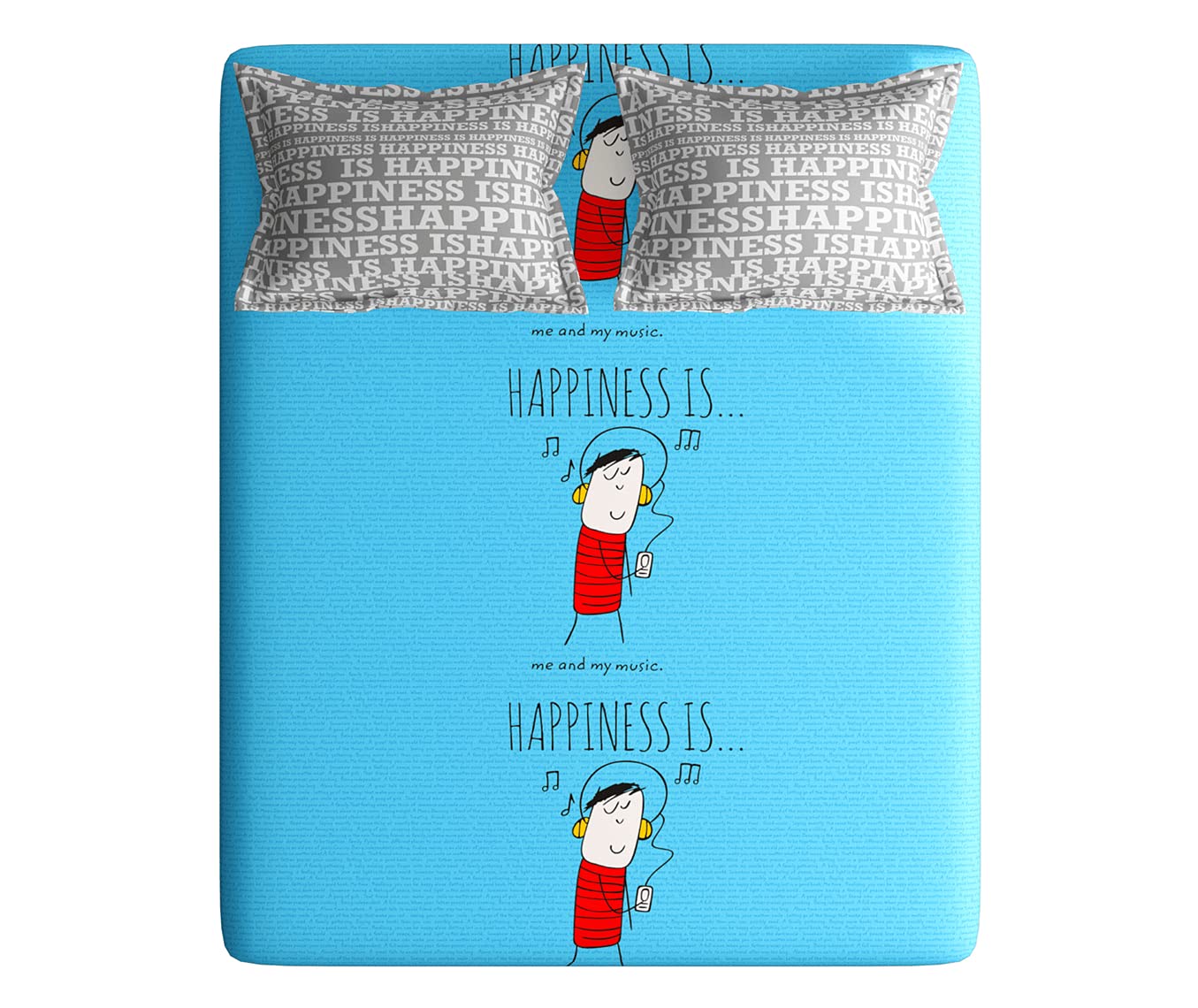 Portico New York New Happiness Collection Cotton Queen Size Double Bedsheet with 2 Pillow Covers (Multicolour)