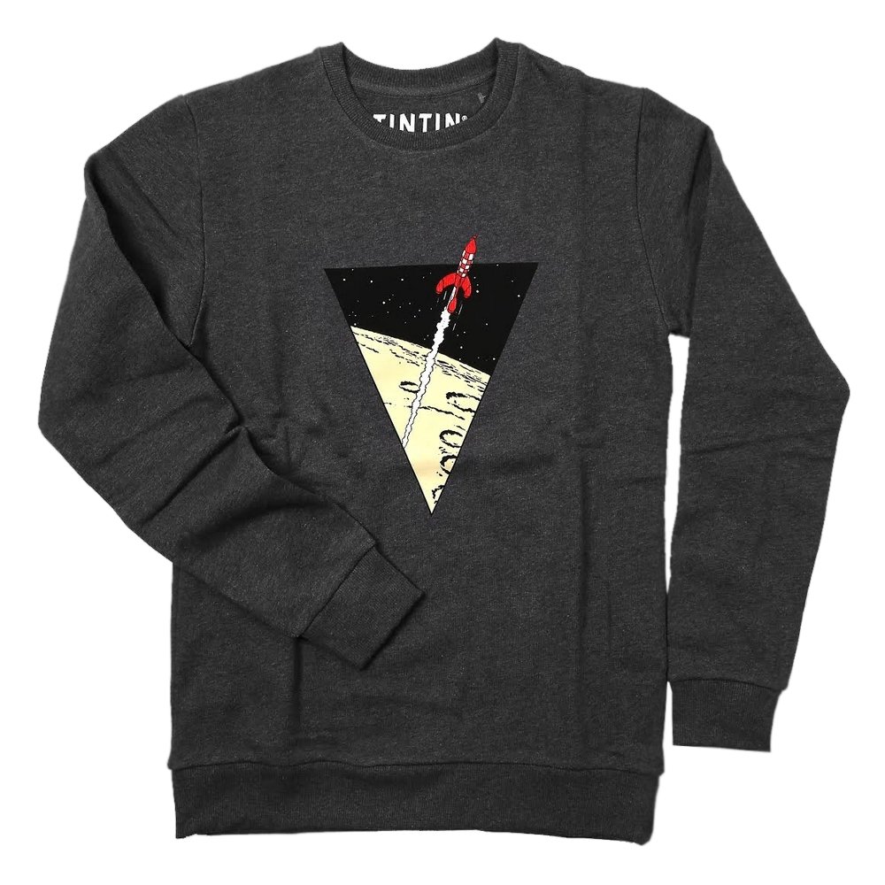 Tintinimaginatio Unisex Grey The Adventures Of Tintin: The Moon Rocket Sweatshirt - Dark (2017) Xxl, Xxl