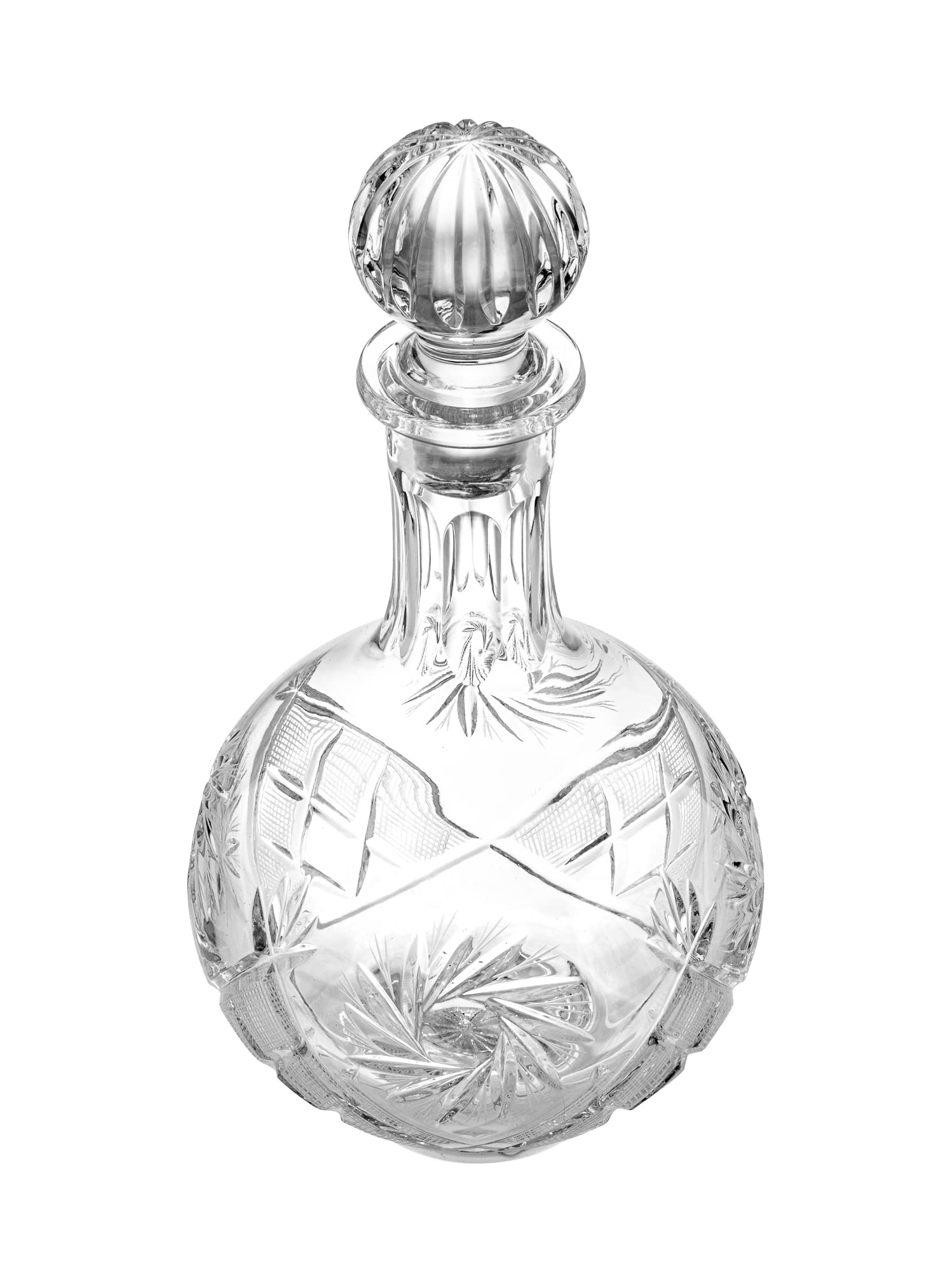 GIFTS PLAZA 16-Oz Hand Made Vintage Russian Crystal Decanter, Liquor Carafe