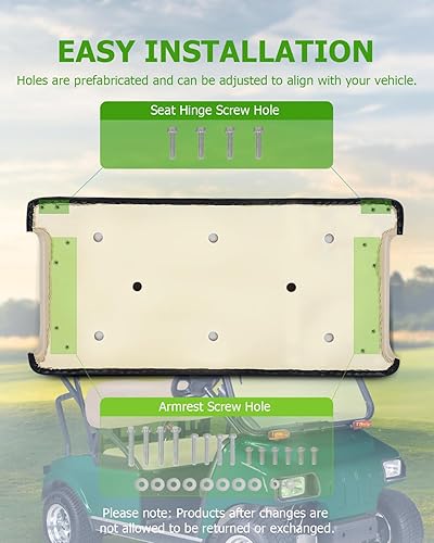 Miniatura 7 de SCITOO Cojines de repuesto para asiento delantero de carrito de golf, asiento de cojín de carrito de golf para Club Car DS, Buff, juego de 2 piezas