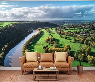 3D Wallpaper Drone Landscape Bristol UK River Severn snaking its Way surrounds Removable Waterproof Large Wall Mural Wall Background Decorative Decals Modern Decor Print Design(Not Self-Adhesive)