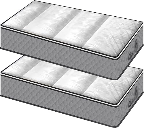 Homelove Bolsas de almacenamiento para debajo de la cama, paquete de 2 contenedores de almacenamiento de tela debajo de la cama con asas reforzadas