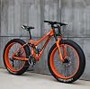 Mens Mountain Bike 26 Full Suspension Mountain Bike Bicycle, Fat Tire Bike, Soft Tail Carbon Steel Frame, Double Disc Brake, Beach Snow All Terrain MTB