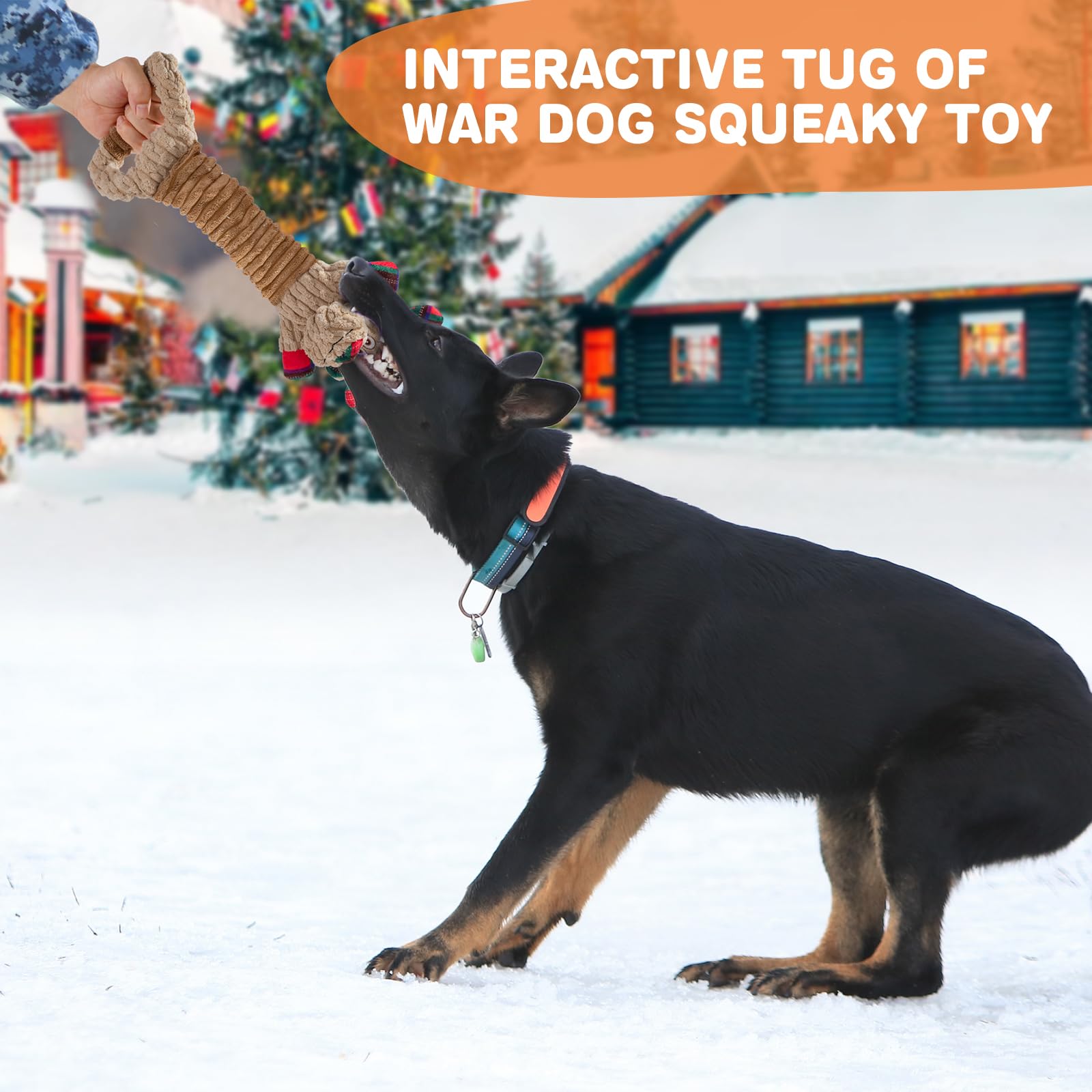 Quietschendes Hundespielzeug, Tauziehen, Plüschspielzeug für große Rassen, interaktives Kauspielzeug für Welpen, kleine und große Hunde, Training und reduziert Langeweile