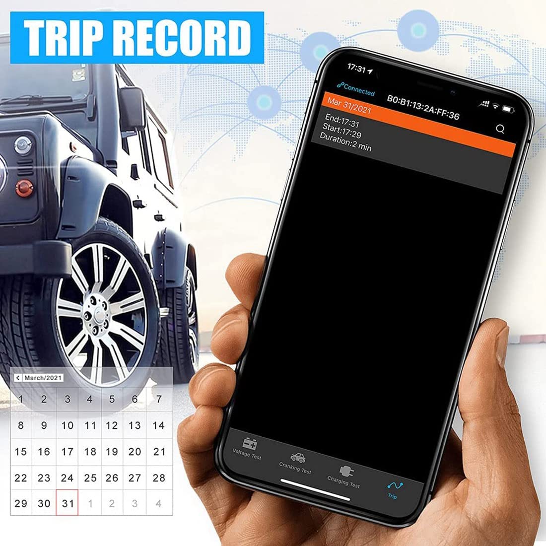 Outil de Diagnostic de Batterie de Test D'Analyseur de Batterie de Voiture de Moniteur de Batterie de Bluetooth BM2 12V pour le TéLéPhone D'Android IOS