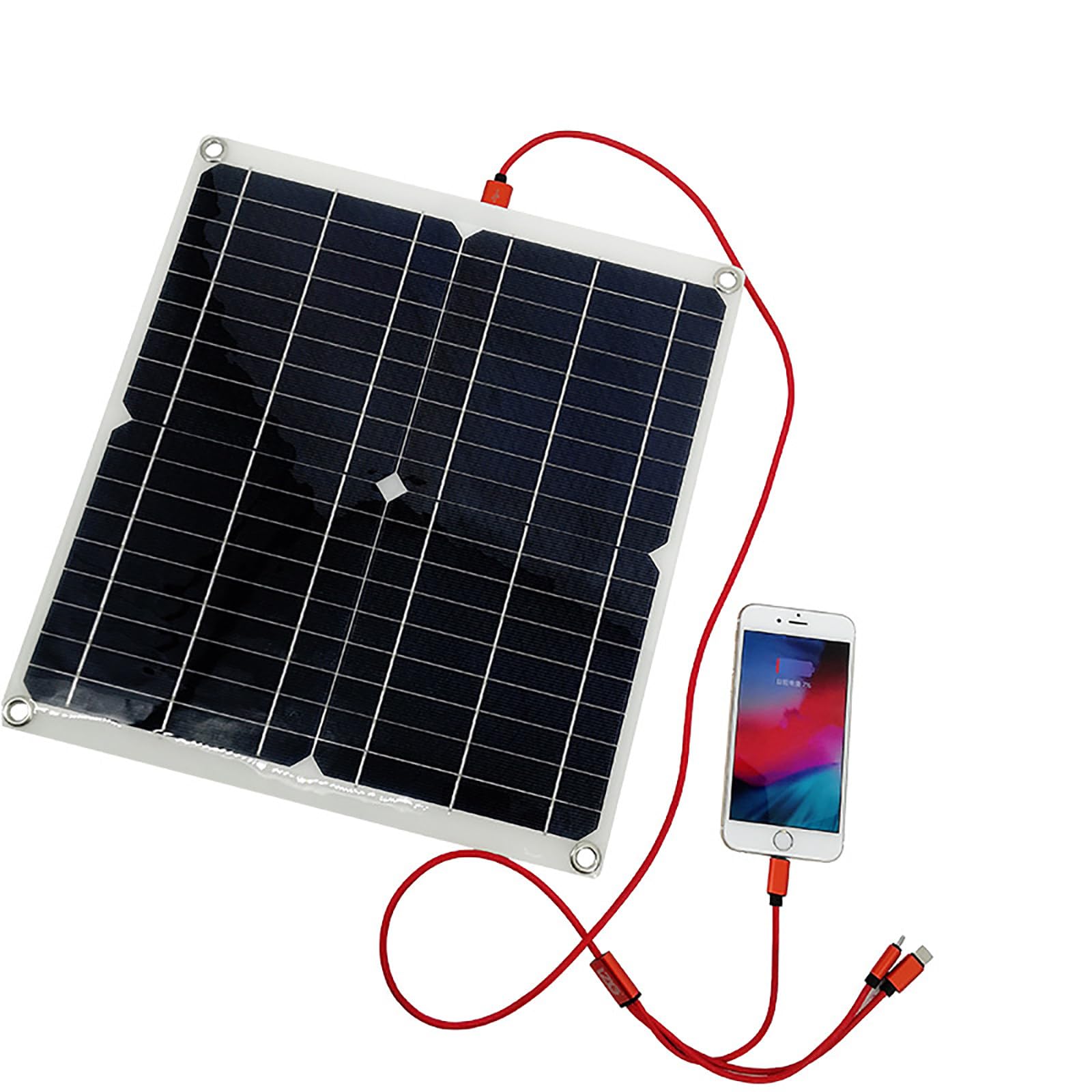 Panel Solar (25w/50w/75w/100w), con Controlador 20A (Carga de batería de 12v), USB Dual 18v/5v, para Autocaravana, Barco, Remolque, Granja,75W