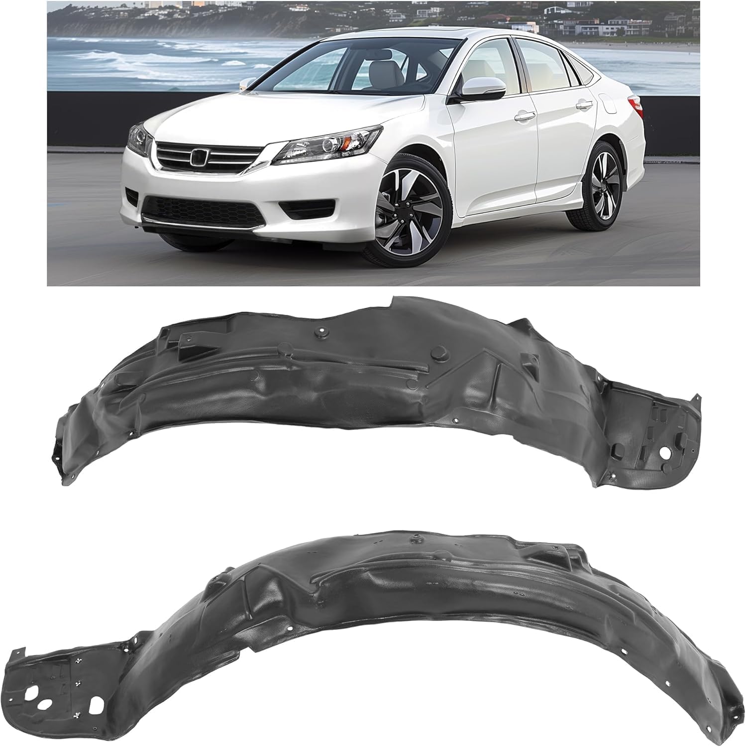 HECASA Front Fender Liner Compatible with 2013-2015 Honda Accord Sedan Replacement for 74150T2AA00 74100T2AA00 HO1248150 HO1249150 Inner Splash Shield Guard Panel Set Left Driver & Right Passenger