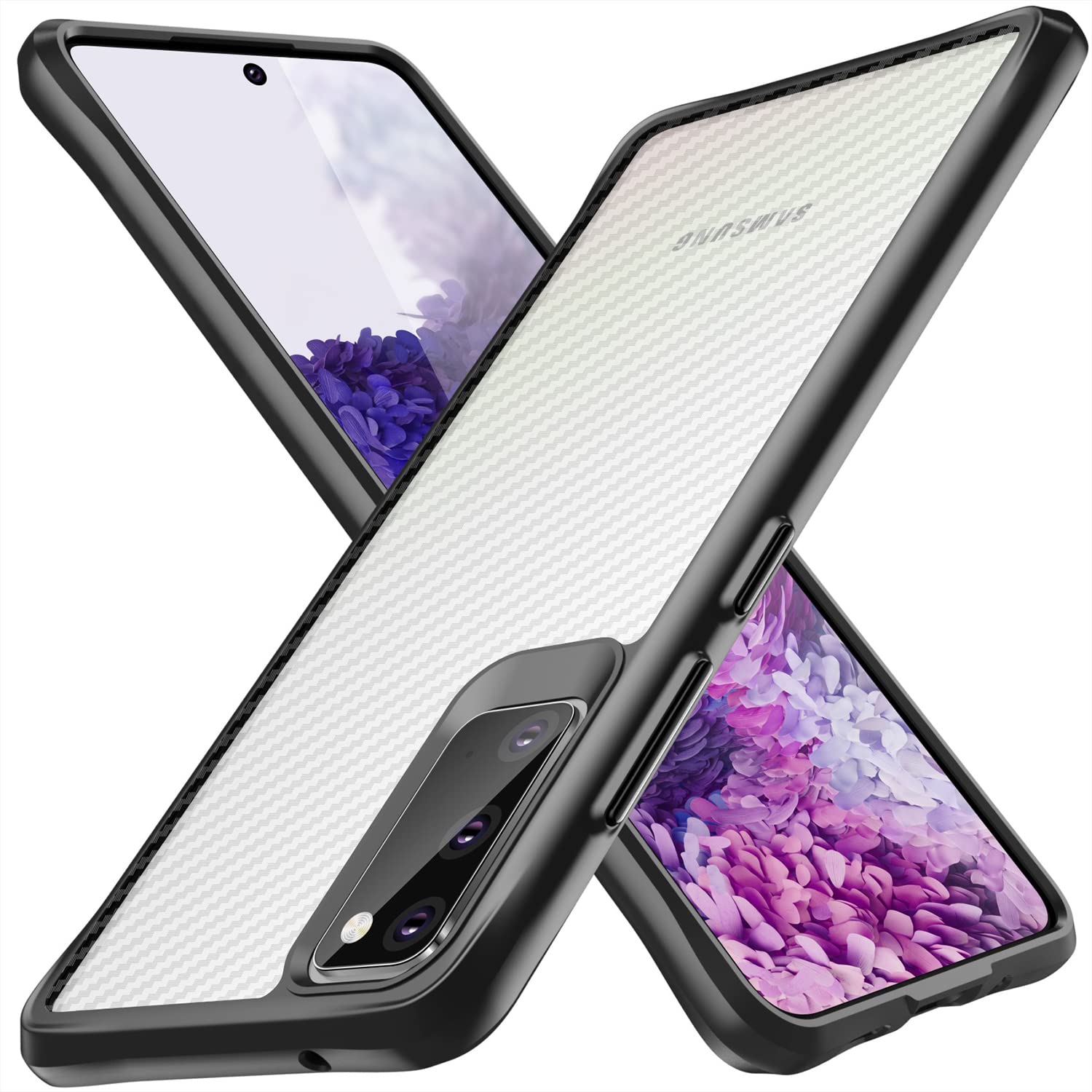RayboenCase for Samsung Galaxy S20, Carbon Fiber Design [Military Grade Protection] Heavy Duty Shockproof Protective Case, Anti-Scratch Ultra Slim Cover for Galaxy S20 5G, 6.2 inch Clear
