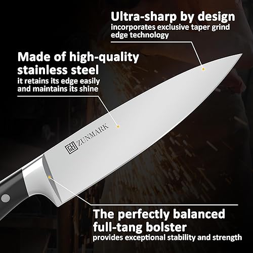 Miniatura 4 de Juego de cuchillos de cocina, juego de cuchillos profesionales de 13 piezas con bloque y afilador, juego de cuchillos de chef afilados, ideal para