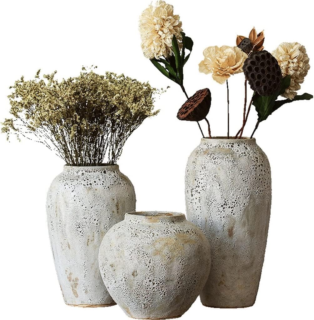 asdchZen Vase Retro Large Size Ceramic Vase Flower Arrangement Container Living Room Ornaments