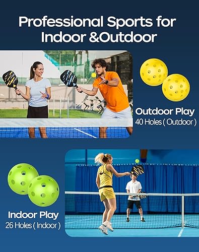 Miniatura 7 de Pickleball Paddles Set of 4, USAPA Approved Pickleball Set with 4 Balls and 1 Carry Bag 4 Replacement Grips, Light Pickleball Rackets for Beginners