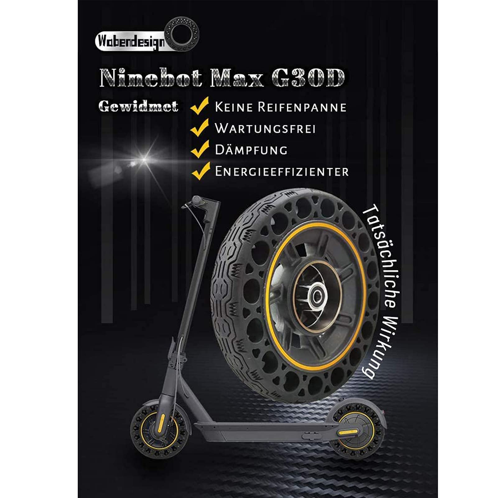Pneu Solide - Tubes Solides à Trou en Nid d'abeille Pneus de Rechange 2 PCS avec 1 Démonte-Pneu pour Scooter électrique - Antidérapant Durable - Plusieurs Couleurs