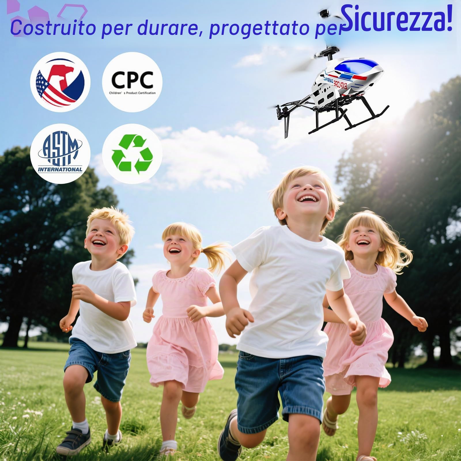 DEERC DE28 Elicottero telecomandato per debuttanti, Gioco elicottero RC interno con illuminazione LED, Elicottero RC, 3.5 canali con funzione giroscopio, Cadeau pour Les Enfants de 12 Ans et Plus…