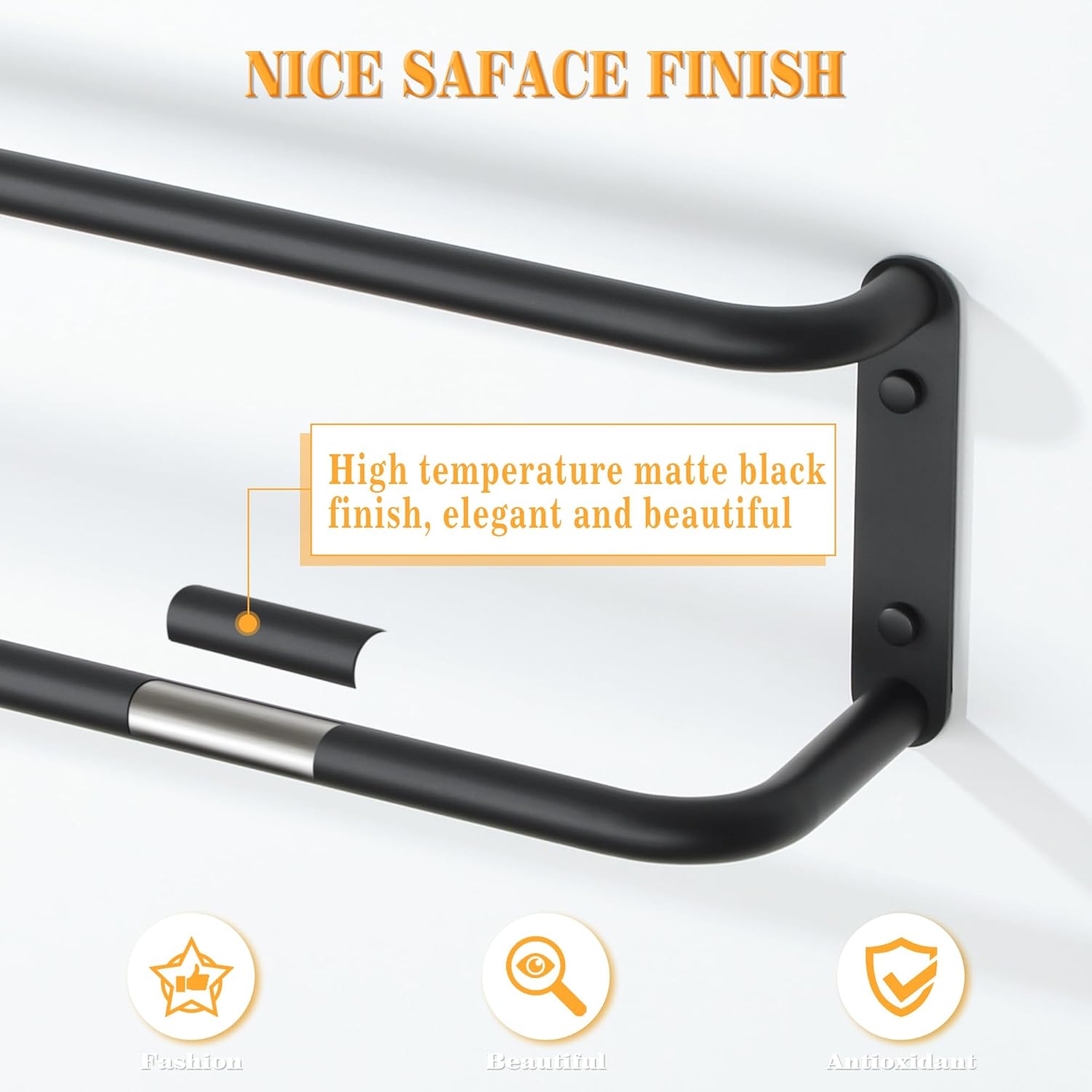Alise Double Towel Bar,16 Inch Towel Racks for Bathroom, SUS304 Stainless Steel Towel Bar for Bathroom Wall,Quick Drying Bathroom Towel Holder Bath Towel Hanger,Matte Black
