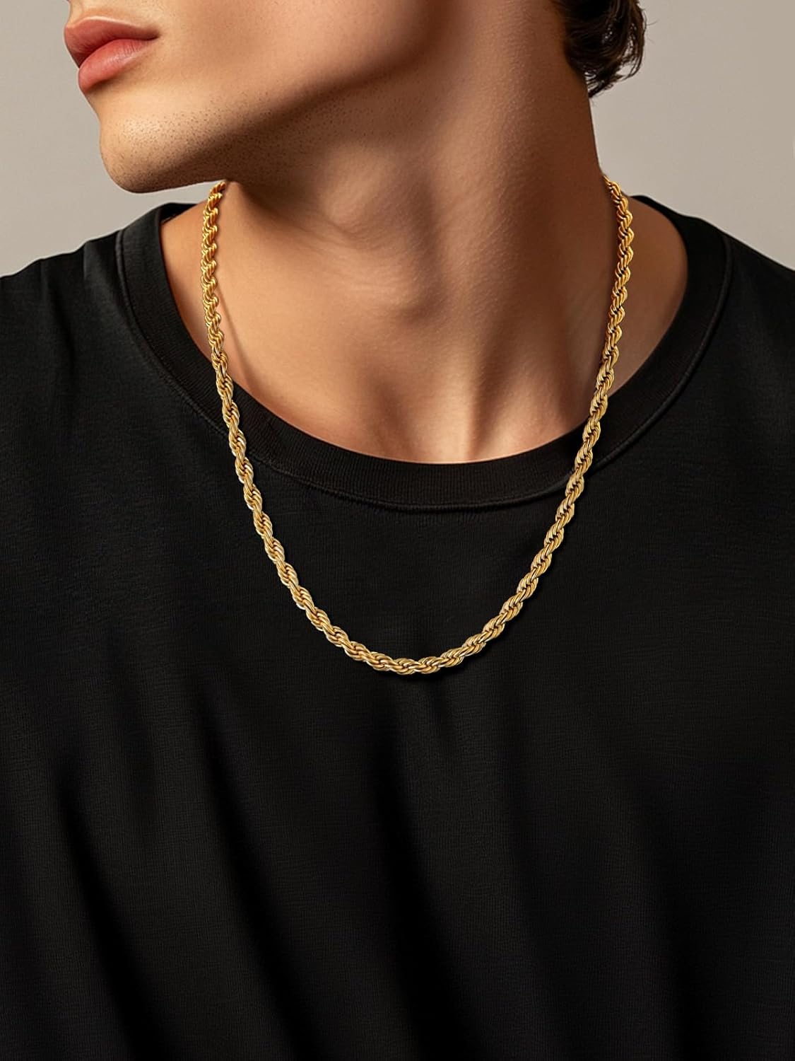 Supcare Mens Chains Necklace Stainless Steel Rope Chain Gifts,18-30 inches (with Gift Package) - Image 2