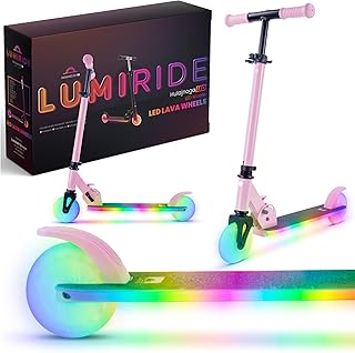 LUMI Ride Patinete niño Dos Ruedas a Partir de 3 años, LED - 7 Colores, 20 programas - 3 Niveles de Ajuste del Manillar, Freno de pie, Asas Desmontables