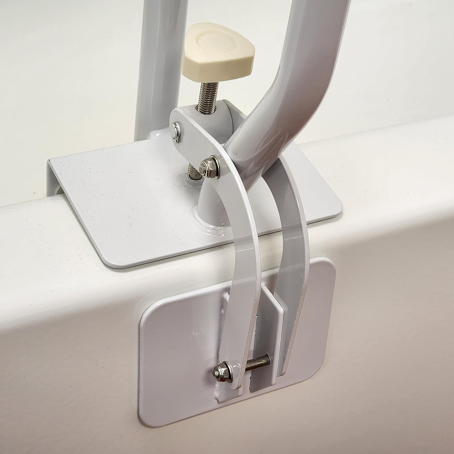 Carex White Bathtub Rail - Grab Bars for Bathroom, Bathtubs & Showers - Side Hand Grip Railing & Support - Shower Handle & Bath Tub Bar Clamps for Seniors & Elderly
