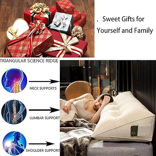 Miniatura 3 de Almohada de cuña triangular para cabecero grande, cojín de cabecero, soporte de posicionamiento de cabecero, almohada de respaldo de lectura para