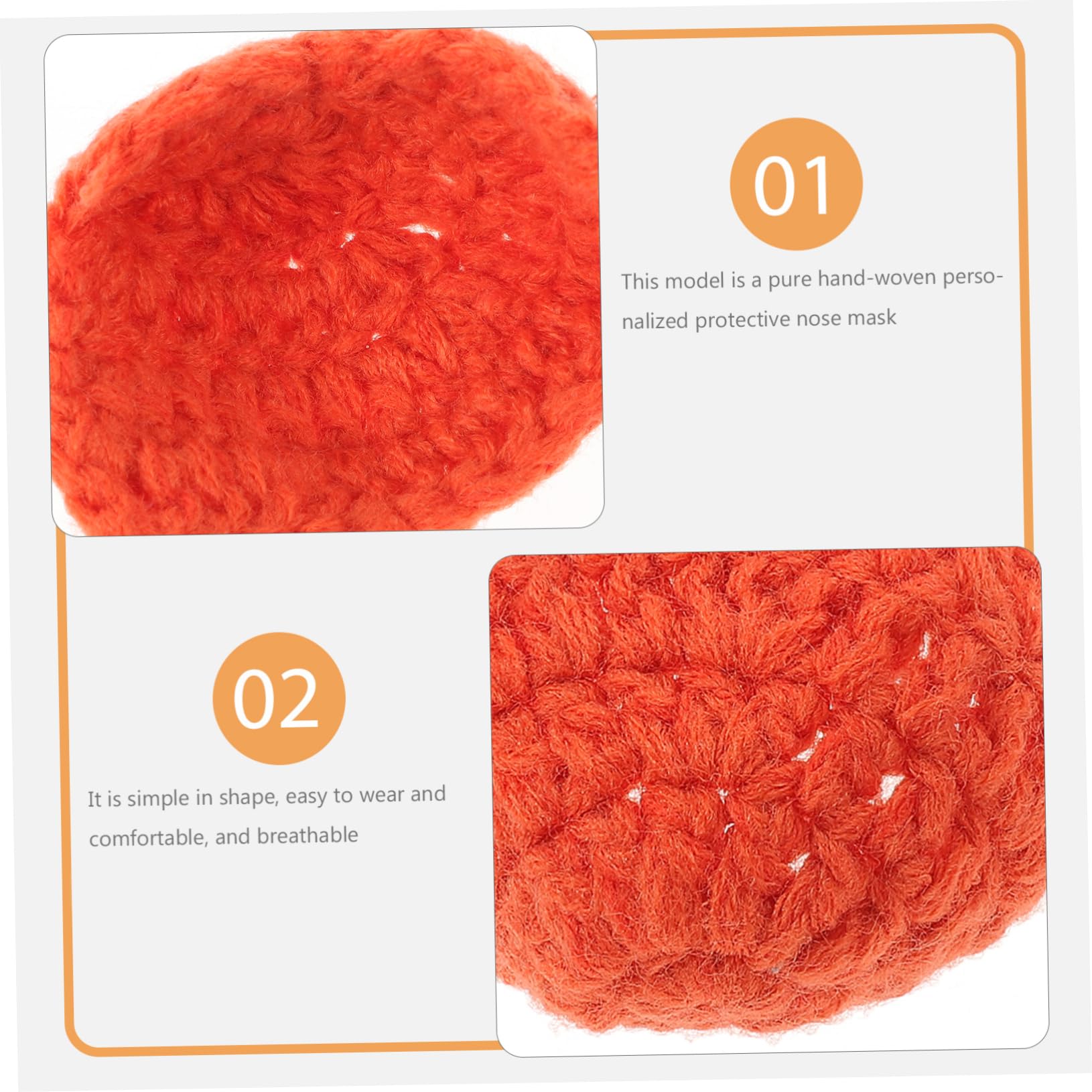 HOUDERCO Nasal Mask Hand-Woven Wool Nose Warmer Breathable Comfortable Unisex for Activities Keeps Your Nose Warm Cold Weather for Skiing Outdoor Adventures Orange