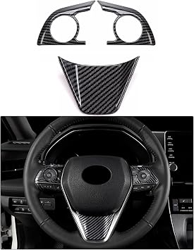 3PCS ABS Carbon Fiber Steering Wheel Button Cover Sticker Interior Decoration Sticker Accessories Trim for Toyota Camry 2018 2019 2020 2021 2022 2023 2024,for Toyota Avolon 2019 2020 2021 2022