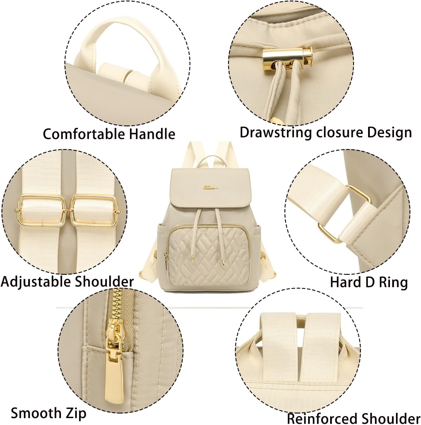 Mini Backpack Purse for Women, Small Nylon Backpacks Purse Ladies Backpacks Women Cute Mini Travel Daily College Bag (T-Black) - Image 6