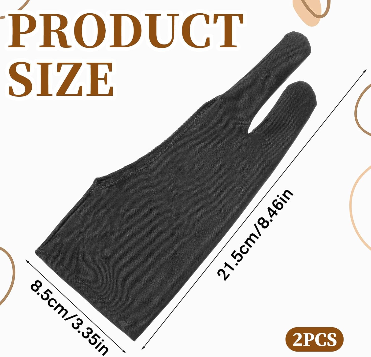 2 PCS Artist Glove, Digital Art Gloves Two Finger Digital Drawing Glove for Drawing Tablet Fits Left and Right Hand, Writing Gloves for Graphic Tablet Graphics Monitor Paper Sketching 3.34 X 8.26 Inch