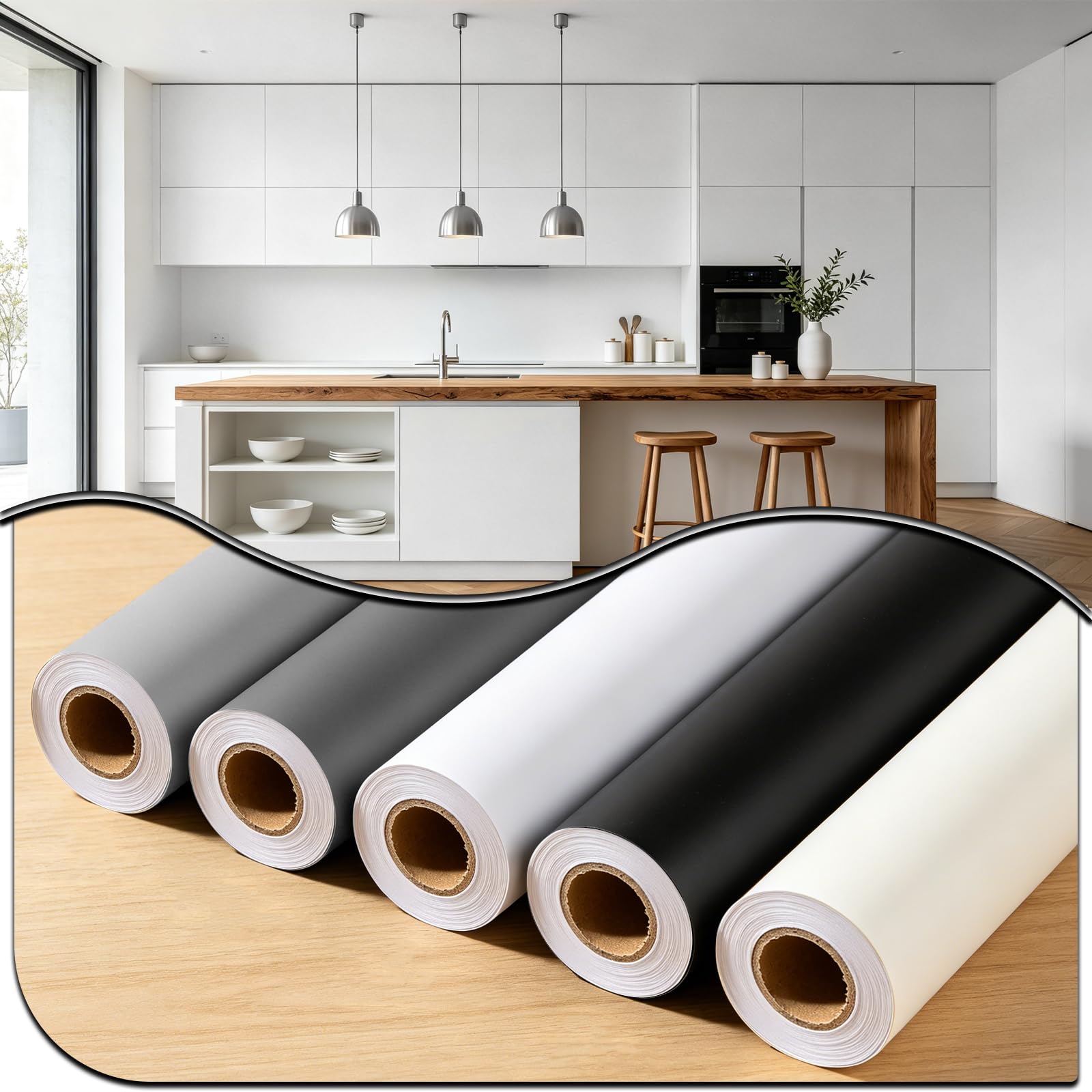 Carta Adesiva per Mobili 1200×60 cm Pellicola Autoadesivo Bianco | Autoadesivo PVC Rivestimento, Impermeabile, Opaca, Vinile Carta, Decorativa, per Cucina, Armadio, Muro, Porta